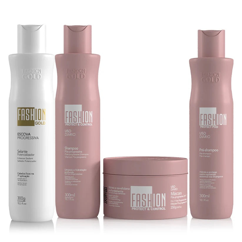 Fashion Gold - Alisado en Casa 300gr + Protect & Control Shampoo 300ml + Mask 250 gr+ Pre Shampoo 300ml