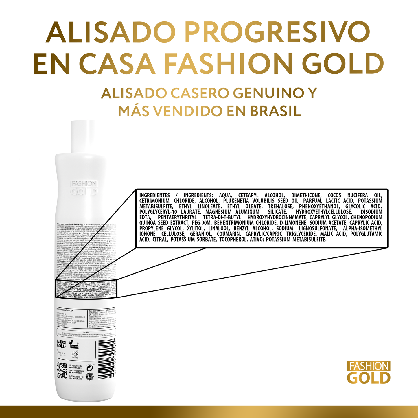 Fashion Gold - Alisado en Casa 300gr + Protect & Control Shampoo 300ml + Mask 250 gr+ Pre Shampoo 300ml
