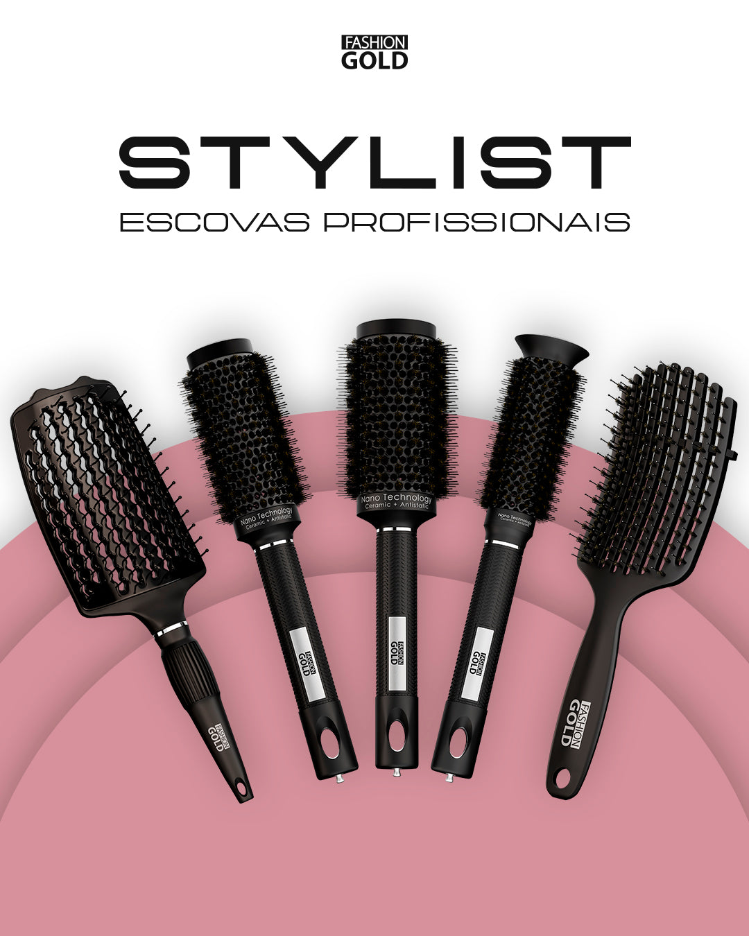 Kit de Cepillos Profesionales Stylist - Fashion Gold