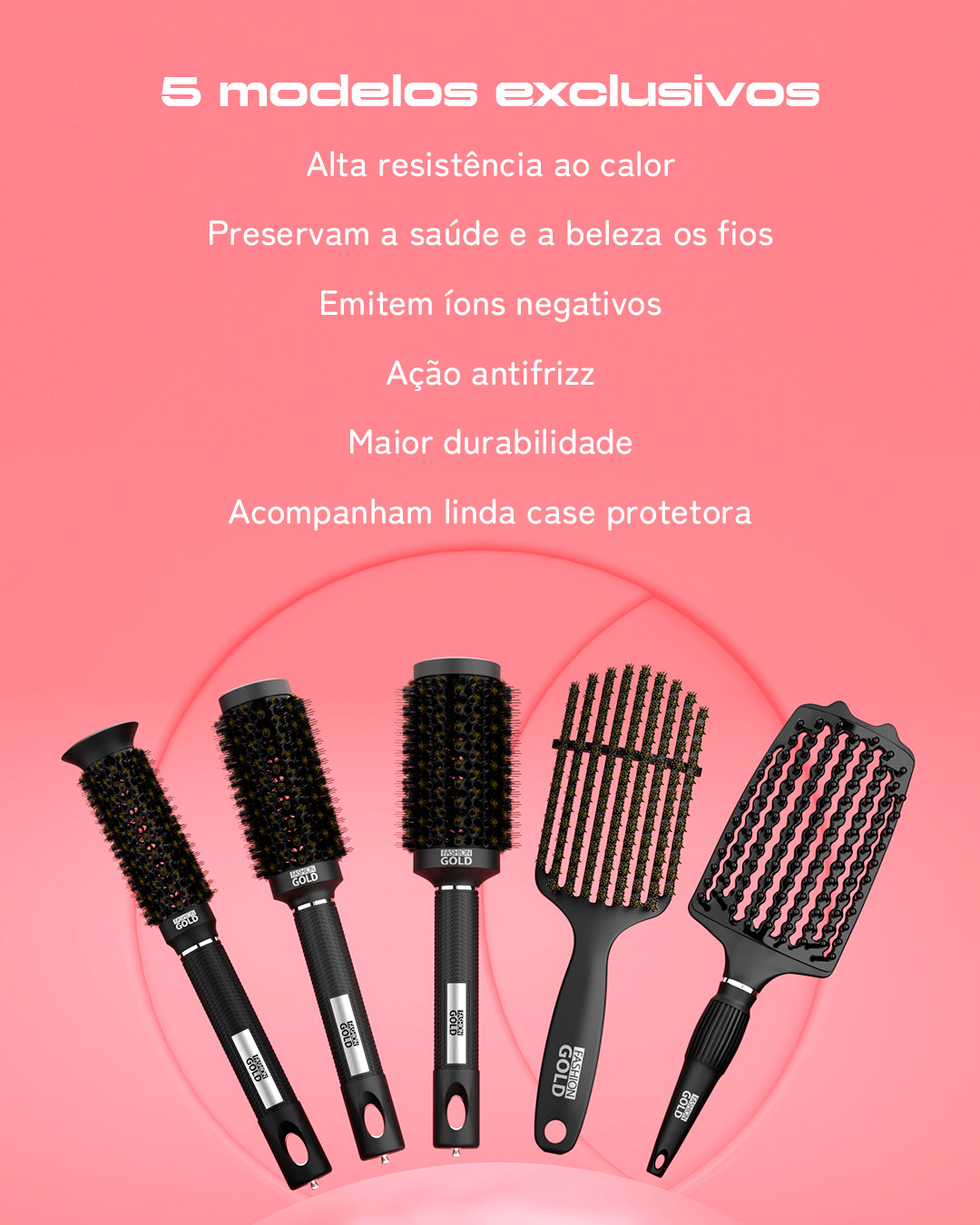 Kit de Cepillos Profesionales Stylist - Fashion Gold